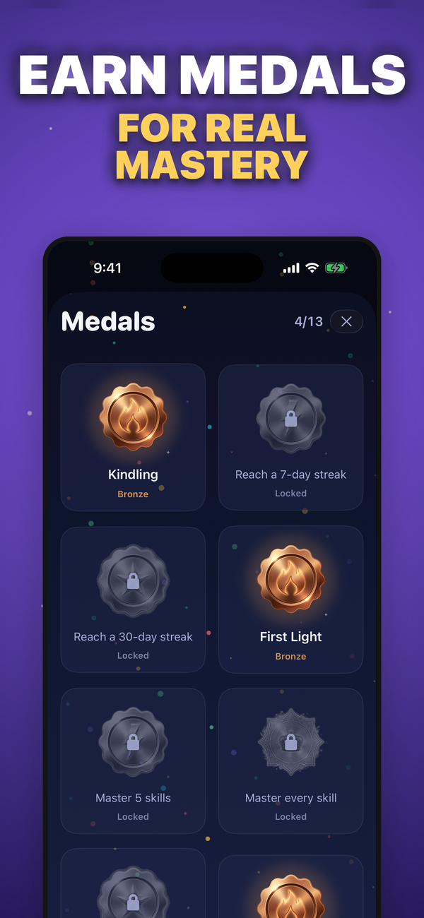 Earn medals for real mastery